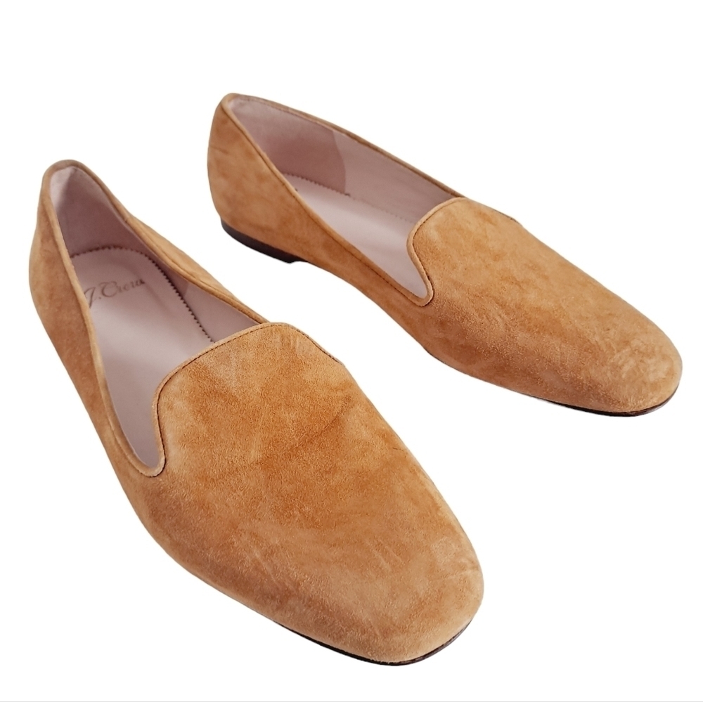 SOLD J. Crew women's Suede Smoking slip on camel tan loafer shoes size 8 - Picture 11 of 15
